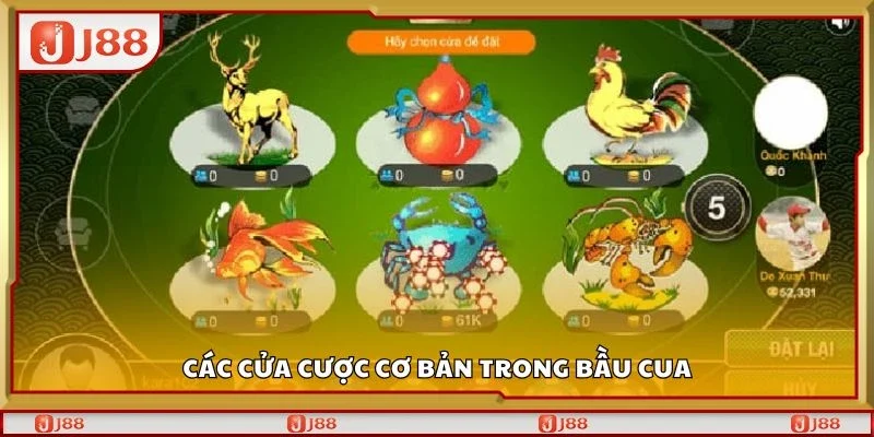Các cửa cược cơ bản trong bầu cua