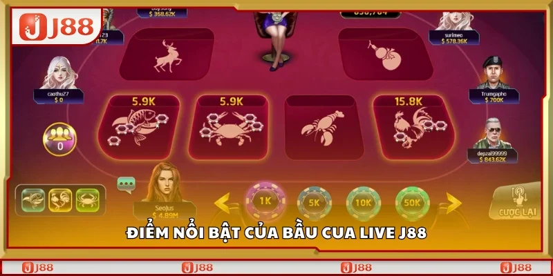 Điểm nổi bật của bầu cua live J88